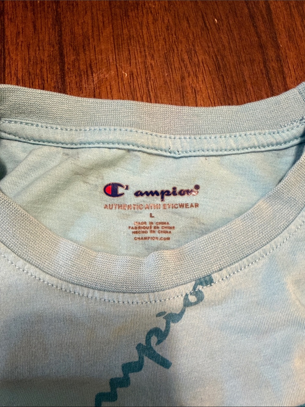 Champion Light Blue Logo Print Tee - Picture 3 of 4